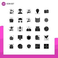 25 Universal Solid Glyph Signs Symbols of cake paint hand arts pin Editable Vector Design Elements