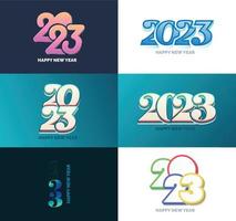 gran conjunto de 2023 feliz año nuevo diseño de texto de logotipo plantilla de diseño de número 2023 vector