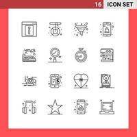 16 Thematic Vector Outlines and Editable Symbols of online app plain melting bag sort Editable Vector Design Elements