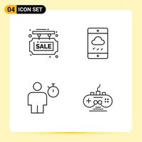 Modern Set of 4 Filledline Flat Colors and symbols such as info avatar sale board cloud human Editable Vector Design Elements