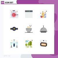 Set of 9 Modern UI Icons Symbols Signs for food star candle rank insignia Editable Vector Design Elements