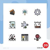 Stock Vector Icon Pack of 9 Line Signs and Symbols for quality bookmark click gear romz Editable Vector Design Elements