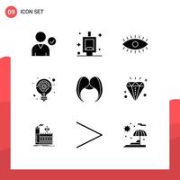 Set of 9 Modern UI Icons Symbols Signs for male hipster watch moustache strategy Editable Vector Design Elements