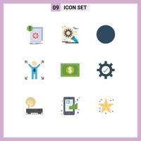 9 iconos creativos, signos y símbolos modernos de reloj, ajuste de dinero, moneda, hombre, elementos de diseño vectorial editables vector