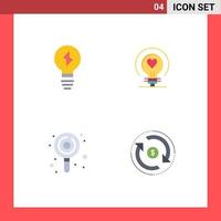 Pack of 4 creative Flat Icons of bulb lollypop bulb wedding circulation Editable Vector Design Elements