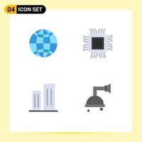 Universal Icon Symbols Group of 4 Modern Flat Icons of global buildings big database district Editable Vector Design Elements