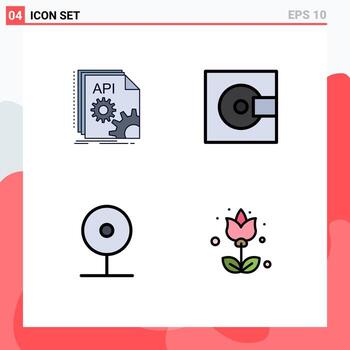 4 Creative Icons Modern Signs and Symbols of api technology developer electronics cctv Editable Vector Design Elements