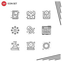 Universal Icon Symbols Group of 9 Modern Outlines of icecream holiday security firework scale Editable Vector Design Elements