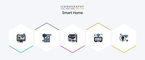 Smart Home 25 FilledLine icon pack including technology. watch. security. surveillance. security vector