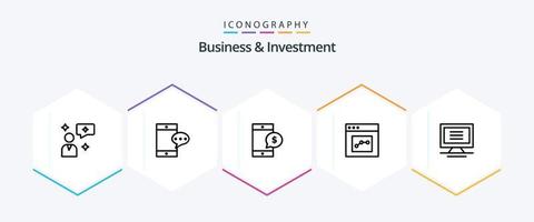 Business And Investment 25 Line icon pack including . computer. money. monitor. interface vector