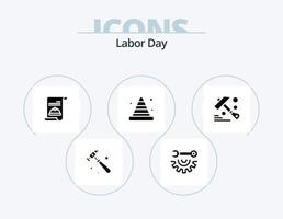 Labor Day Glyph Icon Pack 5 Icon Design. construction . blocker . repair. hat vector