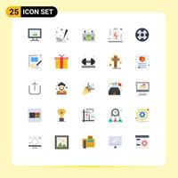 Universal Icon Symbols Group of 25 Modern Flat Colors of football achievement gift box level charge Editable Vector Design Elements