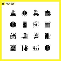 User Interface Pack of 16 Basic Solid Glyphs of cash outdoors gaming bag backpack Editable Vector Design Elements