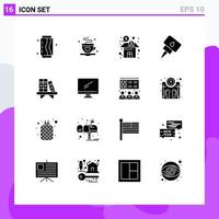Universal Icon Symbols Group of 16 Modern Solid Glyphs of home mechanic love engine fund Editable Vector Design Elements