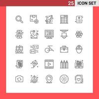 Mobile Interface Line Set of 25 Pictograms of card gallery product business announcement Editable Vector Design Elements