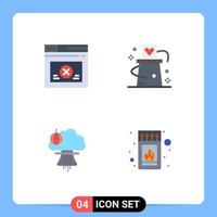 Set of 4 Vector Flat Icons on Grid for page bomb website magic nuclear Editable Vector Design Elements