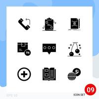 paquete de iconos de vector de stock de 9 signos y símbolos de línea para la entrega de notas de producto de tiempo crear elementos de diseño de vector editables