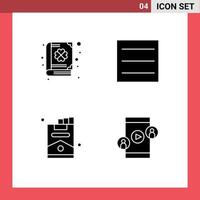 Modern Set of 4 Solid Glyphs and symbols such as book party patrick cigar conference Editable Vector Design Elements