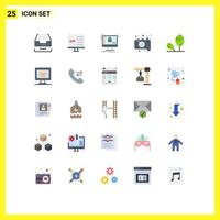 User Interface Pack of 25 Basic Flat Colors of photography camera develop data safe Editable Vector Design Elements