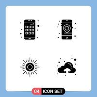 Pack of 4 Modern Solid Glyphs Signs and Symbols for Web Print Media such as app weather gps seo up Editable Vector Design Elements