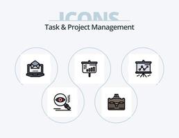 diseño de iconos llenos de línea de gestión de tareas y proyectos paquete de iconos 5. negocio . hora. perfil. expediente vector