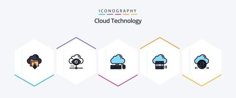 Cloud Technology 25 FilledLine icon pack including data. sever. cloud. data. mouse vector