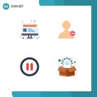 4 User Interface Flat Icon Pack of modern Signs and Symbols of computer user webpage user package Editable Vector Design Elements
