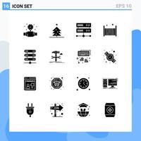 Pictogram Set of 16 Simple Solid Glyphs of storage data database server computing crib Editable Vector Design Elements