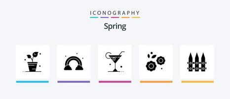 Spring Glyph 5 Icon Pack Including garden. spring. glass. nature. flower. Creative Icons Design vector