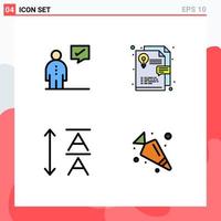 Modern Set of 4 Filledline Flat Colors Pictograph of business leading human layout food Editable Vector Design Elements