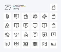 Security 25 Line icon pack including lock. lock pad. protect. key. settings vector