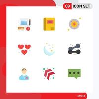 Set of 9 Modern UI Icons Symbols Signs for moon game galaxy fun universe Editable Vector Design Elements