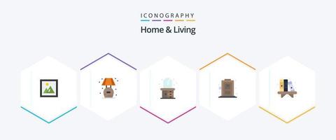 Home And Living 25 Flat icon pack including shelf. living. home. home. living vector