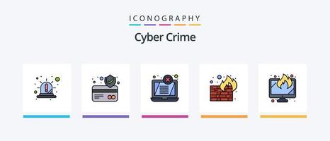 Cyber Crime Line Filled 5 Icon Pack Including data. screen. threat. display. eye. Creative Icons Design vector