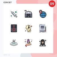 Stock Vector Icon Pack of 9 Line Signs and Symbols for book help global call temperature measurement Editable Vector Design Elements