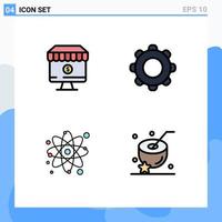 Filledline Flat Color Pack of 4 Universal Symbols of shop navigation e basic particle Editable Vector Design Elements