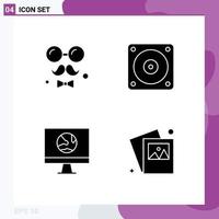 Modern Set of Solid Glyphs Pictograph of avatar computer fathers fan internet Editable Vector Design Elements