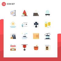 16 Universal Flat Colors Set for Web and Mobile Applications sun beach camping light diode Editable Pack of Creative Vector Design Elements