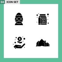 Modern Set of 4 Solid Glyphs Pictograph of decoration money egg pack landscape Editable Vector Design Elements