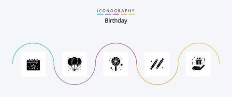 Birthday Glyph 5 Icon Pack Including box. sweet. birthday. restaurant. food vector
