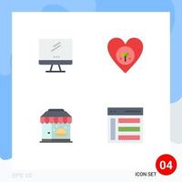 4 Creative Icons Modern Signs and Symbols of computer like imac environment life Editable Vector Design Elements