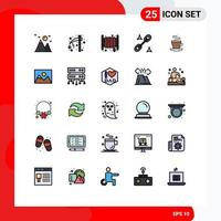 paquete de iconos de vector de stock de 25 signos y símbolos de línea para elementos de diseño de vector editables de taza seo miedo oficina manguera