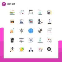 Modern Set of 25 Flat Colors and symbols such as scale pen coffee juice beach Editable Vector Design Elements