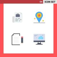 4 User Interface Flat Icon Pack of modern Signs and Symbols of document extension bag house page Editable Vector Design Elements