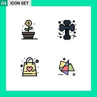Universal Icon Symbols Group of 4 Modern Filledline Flat Colors of earnings baby money crossed gift Editable Vector Design Elements