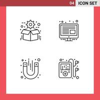 Pictogram Set of 4 Simple Filledline Flat Colors of box magnet package management magnetic Editable Vector Design Elements