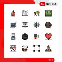 Pictogram Set of 16 Simple Flat Color Filled Lines of files cloud loud pack cash Editable Creative Vector Design Elements