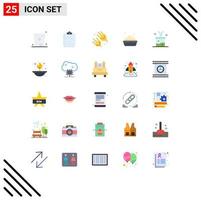 User Interface Pack of 25 Basic Flat Colors of data analytics washing checklist cleaning vegetable Editable Vector Design Elements