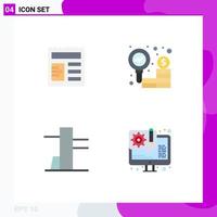 4 Thematic Vector Flat Icons and Editable Symbols of document development business research web design Editable Vector Design Elements