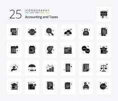 Taxes 25 Solid Glyph icon pack including banking. calculate. service legal. arithmetic. money vector